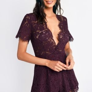 ISABEL Wine Lace Romper